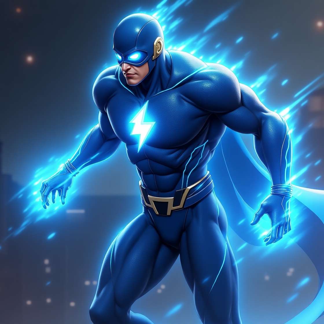 Superhero in a blue suit